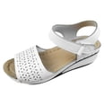 thumbnail image 2 of Cameland Women's New Large Size Hollow Thick Bottom One Line Buckle Wedge Sandals, 2 of 9
