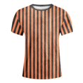 thumbnail image 4 of GDREDA T-Shirt Graphique à Manches Courtes Rayé de Carnaval pour Garçons, Chemise de Fête Colorée, Haut Décontracté Confortable pour Enfants, Orange,120, 4 of 4