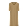 thumbnail image 5 of Liquidation d'Été 2025! Robe pour Femme Grande Taille, Liquidation de Robes d'Été pour Femmes, Combinaison d'Été pour Femme en Coton et Lin à Manches Courtes, Col en V, Manches Courtes, Jupe Longue, 5 of 5