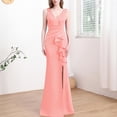 thumbnail image 1 of UPPADA Wedding Guest Dresses for Women One Shoulder Ruched Formal Evening Dress Wrap Ruffle Hem Dress Halter Bodycon Maxi Dress High Waist Party Prom Gown Cocktail Dress Womens Clearance Dresses, 1 of 5