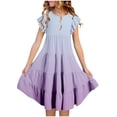 thumbnail image 1 of Plebaso Robes d'Été Décontractées pour Bébés Filles à Manches Volantées, Col Rond, Couleur Unie, Robe à Volants, Vêtements de Mode pour Filles, 1 of 5