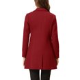 thumbnail image 3 of INSPIRE CHIC Manteau Long Classique pour Femme à Revers Cranté, Manches Longues, G Rouge Foncé, 3 of 7