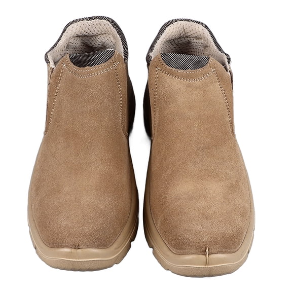 Toe Slip Shoe ,1 Pair Steel Toe Slip On Shoe with Solid Sole Suede Anti Slip Puncture Proof Breathable Steel Toe Work Boot for Men Worker