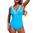 thumbnail image 1 of Ltctricy Women's One Piece Swimsuits Adjustable Strap Deep V Neck Color Block Backless Swimwear Slimming Bathing Suits, 1 of 5