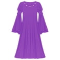 thumbnail image 3 of Doomiva Robe Renaissance Rétro à Manches Cloche pour Filles Enfants Costume Médiéval Halloween Cosplay Longue Robe Maxi Violet 12, 3 of 7