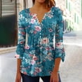 thumbnail image 1 of Blouses pour Femmes, T-shirt Imprimé Mode Manches 3/4 Blouse Col en V Hauts Décontractés, 1 of 5