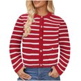 thumbnail image 1 of MeetoTime Women's Long Sleeve Striped Cardigan Sweaters Button Down Open Front Long Sleeve Knit Outwear with Pockets, 1 of 7