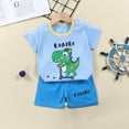 thumbnail image 2 of Girls Spring Outfits Summer Short Sleeved T Shirt Set Shorts Two Piece Set Newborn Boy Clothes Brown 4-5 Years, 2 of 3