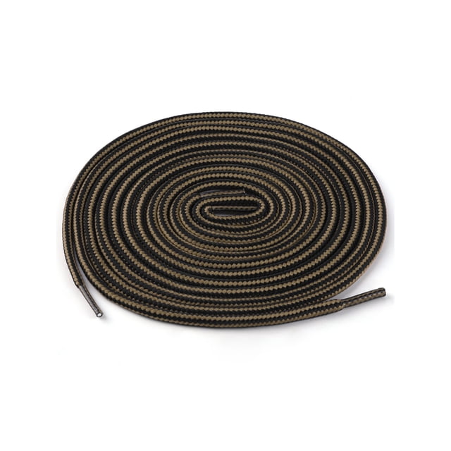 INSPIRE CHIC Unisex Round Rope Dual Colored Striped 1/5 Thick Boot Shoelace 150cm / 59.05" Light Brown Black