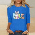 thumbnail image 1 of Xihbxyly Hauts Grande Taille pour Femmes Manches 3/4 T-shirt Imprimé Col Rond de Pâques Manches 3/4 Chandail Col Rond Cadeau de Vacances, 1 of 5