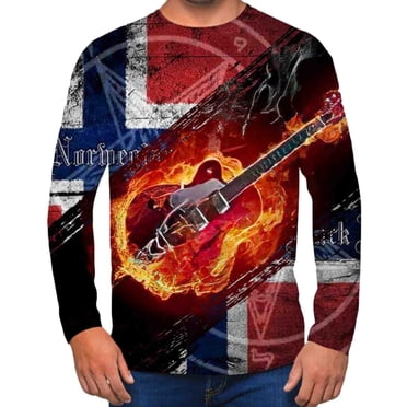 Meichang T-Shirt à Manches Longues pour Homme en Coton, T-Shirts Graphiques pour Homme Décontractés à Imprimé 3D, T-Shirts Nouveauté à Col Rond, Chandails à Manches Longues pour Homme