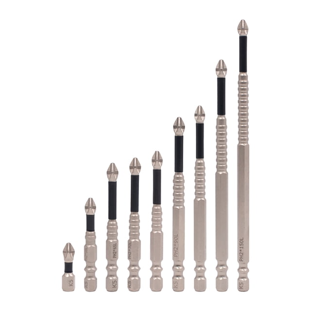 Pc Screwdriver Set,9PC K5 Non-Slip Batch Head with Threaded Drill Head Super Hard Hexagonal Set Screwdriver
