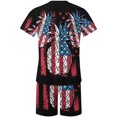 thumbnail image 4 of cllios Mens Independence Day Short Sets 4th of July Short Sleeve Tshirts and Drawstring Short Matching Suits Stars and Stripes Graphic Muscle Tracksuits Sets with Pockets, 4 of 5