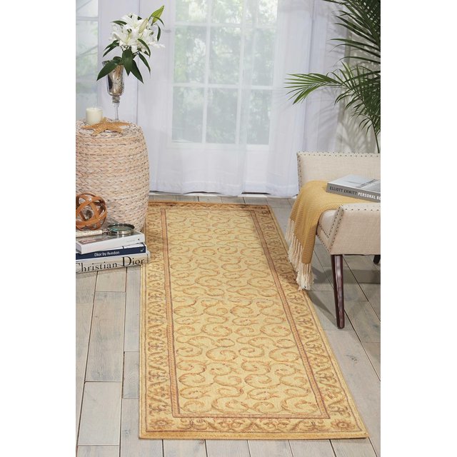 Nourison IH61 Zanibar Grand Tapis Coureur en Polyacrylique à Volutes Ivoire 2,3 Pieds par 8 Pieds, Champignon