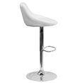 thumbnail image 3 of Contemporary White Vinyl Bucket Seat Adjustable Height Barstool with Diamond Pattern Back and Chrome Base, 3 of 9