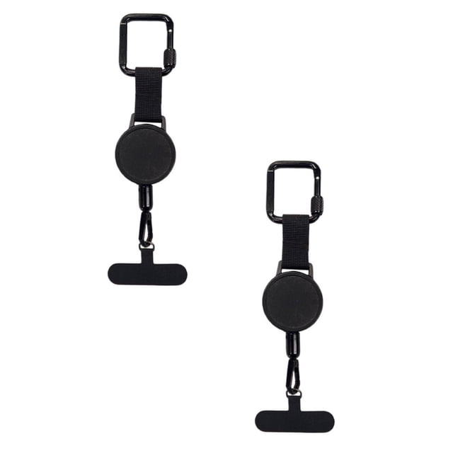 Porte-clés Rétractable, Porte-Badge Mousqueton Robuste, Support d'Identité pour Moulinet de Badge Rétractable, Support de Porte-Clés Extensible, avec Cordon en Acier, 2 Pcs, 8.27x1.77 Pouces(Noir*2)