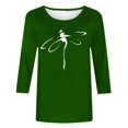 thumbnail image 4 of Pompotops T-shirt Mode Imprimé Ample pour Femmes Manches 3/4 Mi-Longueur Blouse Col Rond Tops Décontractés Liquidation, 4 of 4
