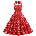 thumbnail image 2 of Pompotops Mode Été Femmes Rétro Vague Dos Nu Sans Manches Ceinture Aguichant Robe Mini, 2 of 4