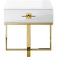 thumbnail image 1 of Posh Living Mano 1-Drawer Modern Stainless Steel End Table in White/Gold, 1 of 7