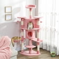 thumbnail image 2 of PawHut 62" Cat Tree, Multi-Level Cat Tower with Scratching Post, Pink, 2 of 10