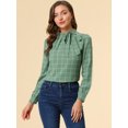 thumbnail image 3 of INSPIRE CHIC Women's Checks Bow-Tie Neck Office Work Blouse Tops, 3 of 6