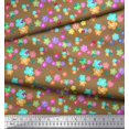 thumbnail image 2 of Soimoi Brown Poly Georgette Fabric Insect & Floral Clip Art Print Sewing Fabric BTY 42 Inch Wide, 2 of 3