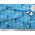 thumbnail image 2 of Soimoi Blue polyester Crepe Fabric Facets Triangle Geometric Printed Craft Fabric by the Yard 42 Inch Wide, 2 of 3