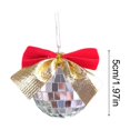 thumbnail image 2 of Silver 2 Inches Silver Christmas Ball With Bow Flocked Ornament For Holiday Celebration, 2 of 6