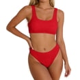 thumbnail image 1 of Rugged Ribbed Two Piece Bikini Set Featuring Wide Strap Top and Mid Waist Swimwear For All Seasons Beachwear, 1 of 5