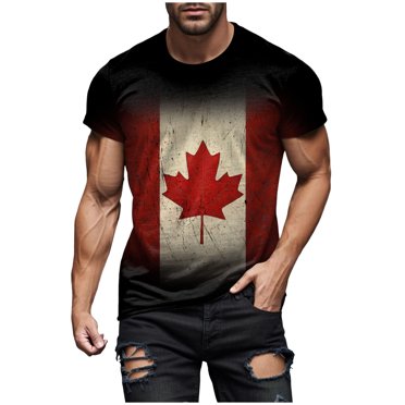 Ramiter Maple Leafs Shirt Canada Maple Leaf Pride Tee True North Fashion Canadian Patriotic Apparel Mens Novelty T-Shirt,1st of July Gifts Black,XL