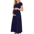thumbnail image 3 of Sentmoon Robes de Maternité Respirantes Coupe Ajustée Manches Courtes Robe d'Été 2026 Couleur Unie Manches Courtes Encolure Carrée Grande Taille Robes Formelles pour Femmes pour le Travail et la Fin de Semaine S-TTTG, 3 of 8