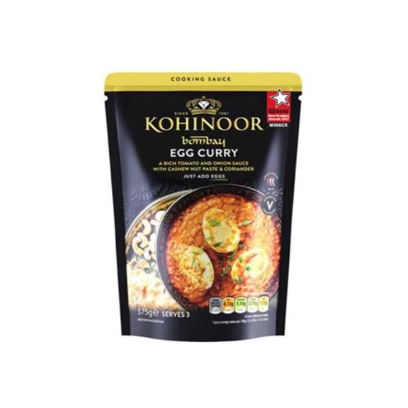 Kohinoor Sauce de Cuisson Curry d'Œufs de Bombay, 375 g (Paquet de 1) – Base Authentique de Sauce au Curry Indien pour Œufs