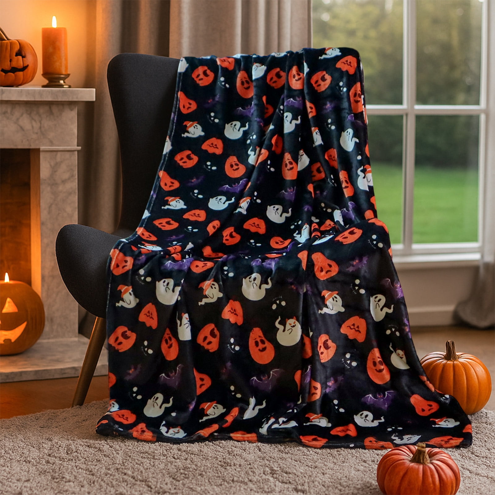 Hitime Cozy Blanket Printed Blanket Twin Halloween Collection Blanket - 300 Gsm Fleece Blanket Twin Size Blanket For Home Decoration Ultra Soft Blanke