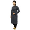 thumbnail image 4 of Atasi Men's Designer Gray Kurta Pyjama Set Long Cotton Punjabi Shirt-Medium, 4 of 7