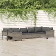 thumbnail image 1 of vidaXL Ensemble Lounge de Jardin 7 Pcs avec Coussins en Rotin Synthétique Gris, 1 of 5