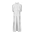thumbnail image 3 of AherBiu Robe d'Été Grande Taille Tendance à Boutons à Manches Courtes Robe Maxi Décontractée à Étages Fluide Longue, 3 of 6