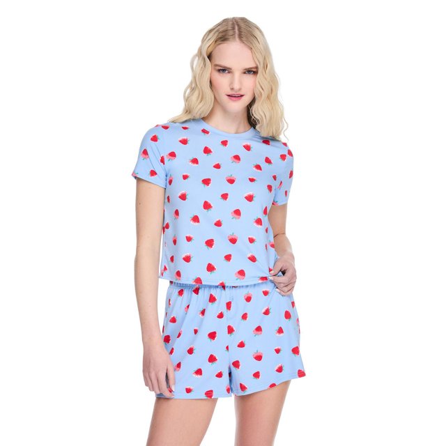 No Boundaries Women's Two Piece Short Pajama Set