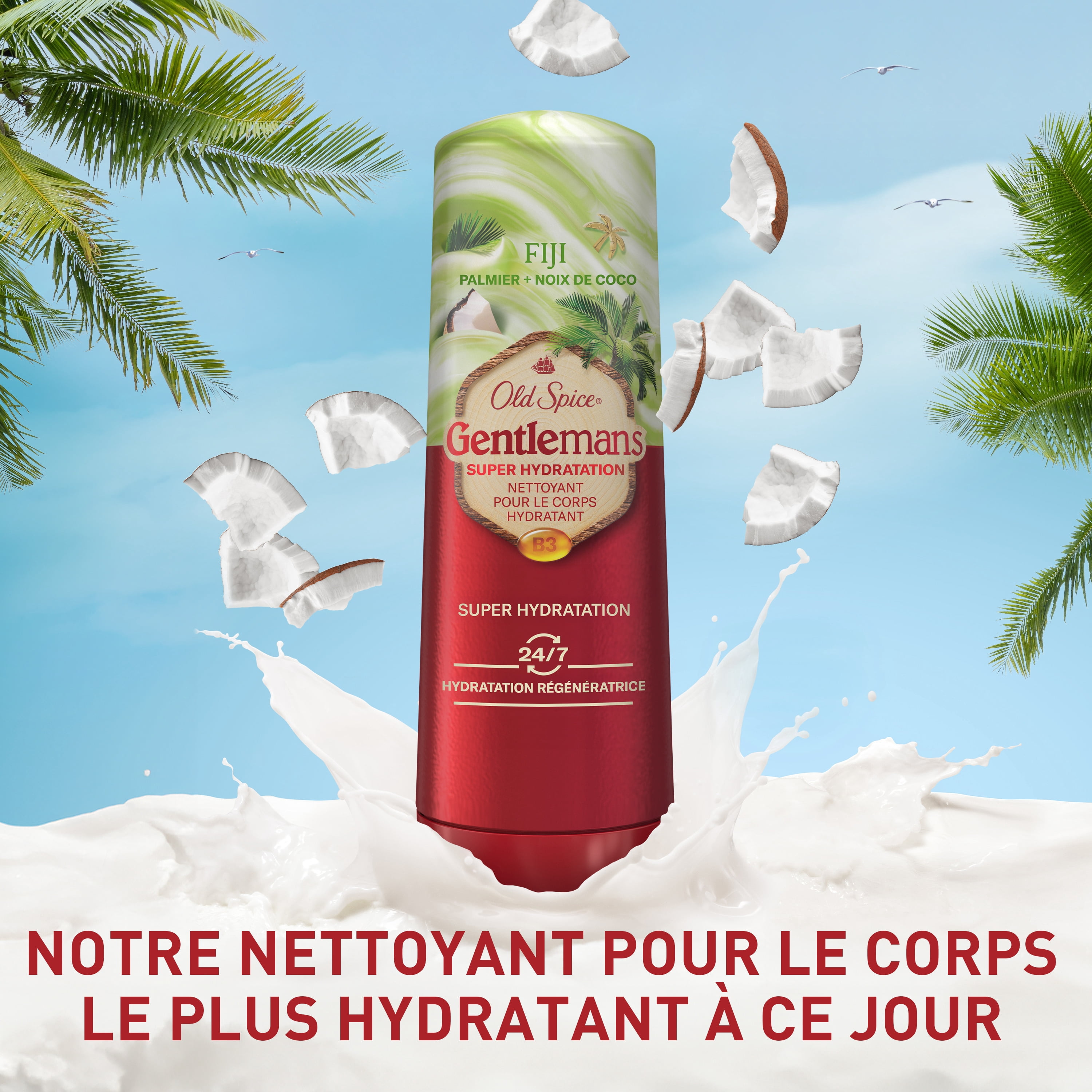 Nettoyant pour le corps pour hommes Old Spice Super Hydratation, Fiji avec palmier et noix de coco, hydratation régénératrice 24 heures sur 24, 7 jours sur 7, 591 mL (20 oz)