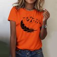 thumbnail image 2 of Dadaria Chemise Orange pour Femmes Manches Courtes T-Shirt Col Rond Été Chandail Blouses TG, 2 of 6