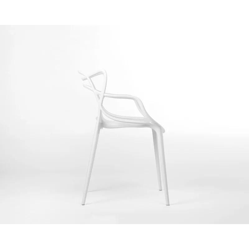 Chaise de salle à manger Take Me Home avec accoudoirs – Lot de 4 chaises Masterchairs blanches, design imperméable, durable et élégant pour une utilisation en intérieur et en extérieur,
