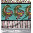 thumbnail image 2 of Soimoi Tissu Satin Modal Imprimé Lotus & Paon au Mètre 42 Pouces de Large, 2 of 2