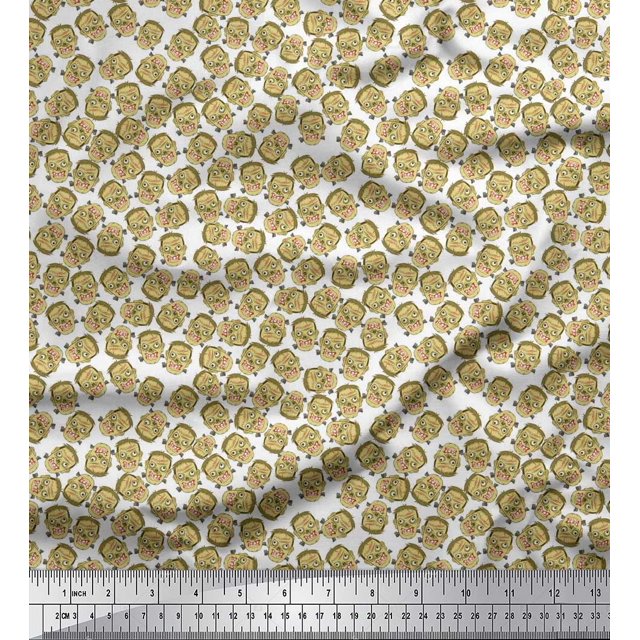 Soimoi Rayon Fabric Witch Face Halloween Print Sewing Fabric Yard 56 Inch Wide