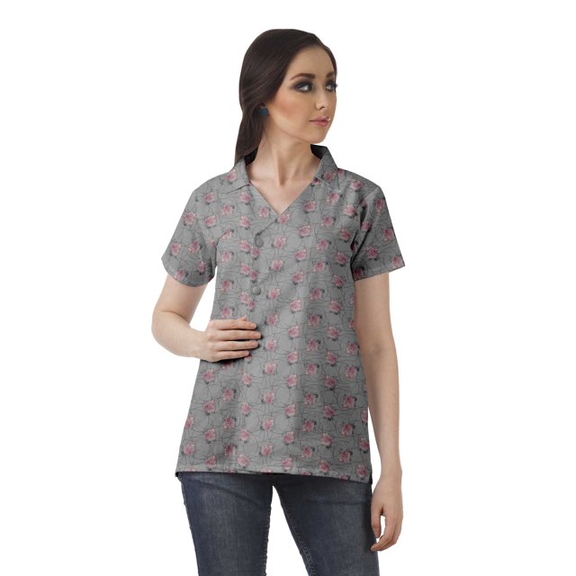 Moomaya Chemise Tunique Style Enveloppant pour Femmes en Coton Décontracté Col Classique Boutonné