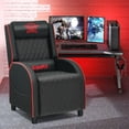 thumbnail image 3 of Gymax Fauteuil Inclinable de Jeu avec Massage en Cuir Fauteuil Simple Siège de Cinéma Maison Rouge, 3 of 10