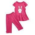 thumbnail image 5 of Chemises pour Filles, Ensemble Deux Pièces Été Col Rond Petit Imprimé Manches Courtes Manches Volantes Taille Élastique Pantalon Court, 5 of 5