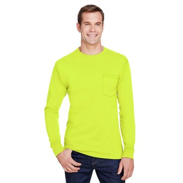 Hanes - T-Shirt de Travail à Manches Longues avec Poche