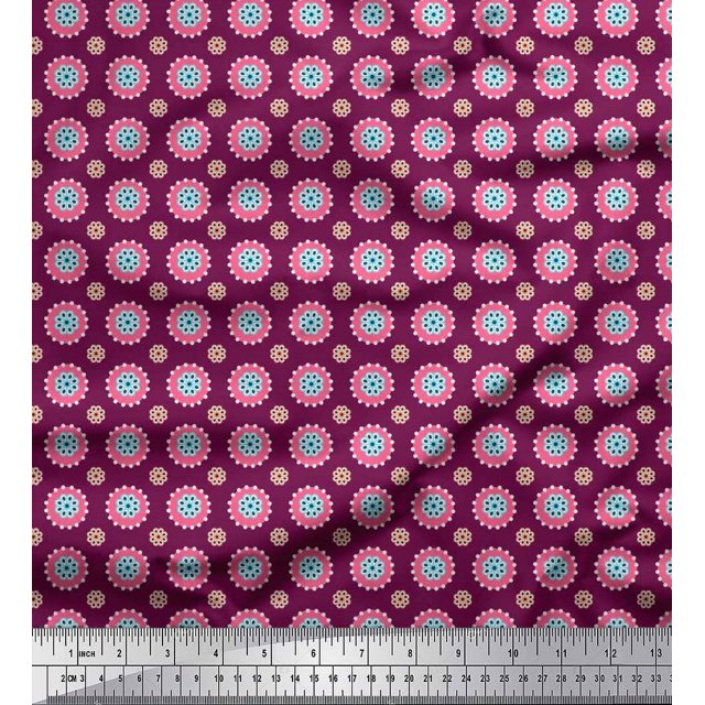 Soimoi Japan Crepe Satin Fabric Flower Artistic Decor Fabric Printed Yard 42 Inch Wide