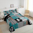 thumbnail image 2 of Erosebridal Basketball Player Bedding Sets With Comforter,Game Theme Duvet Insert,Teal Grey Grid Comforter Sets , Breathable Room Decor,2Pcs Reversible, 2 of 5