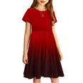 thumbnail image 4 of Été jusqu'à 65 % de Rabais Iumwxz Robe Décontractée Trapèze Robe Tunique pour Adolescentes Robes Col Rond Dégradé Graphique Robe à Manches Courtes pour Enfants Robes Tendance pour Costume 4-14 Ans, 4 of 7