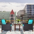 thumbnail image 2 of Costway 3PCS Patio Rattan Furniture Set Wooden Frame Cushion Table Shelf, 2 of 10
